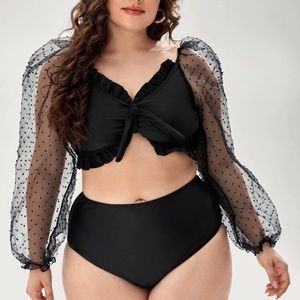 SHEIN plus size mesh two piece bathing suit NWT